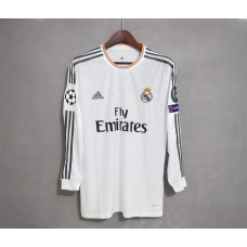 Real Madrid 13/14 Home White Long Sleeve Soccer Jersey